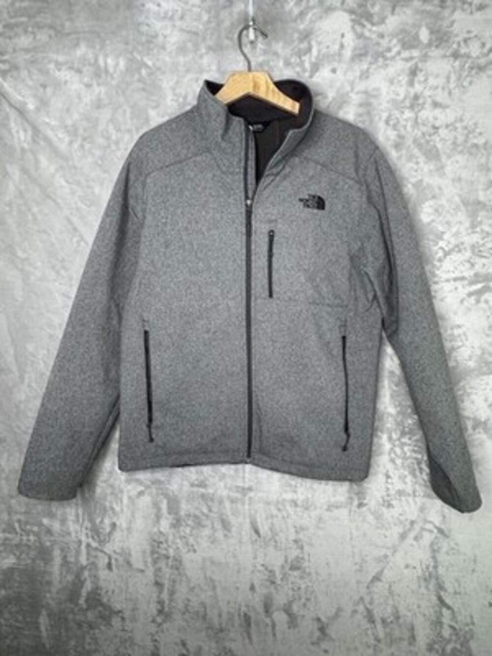 The North Face Jacket Mens Large Gray Windwall Softshell Fleece Lined Full Zip